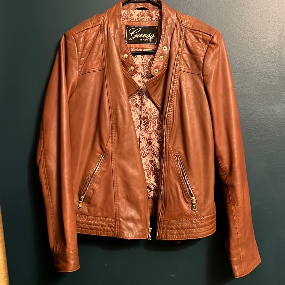Guess Leather Moto jacket size large